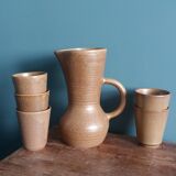Cider or orangeade service Digoin, jug and stoneware glasses.