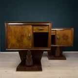 Vintage wooden bedside tables, Italy, 1950s, set of 2.