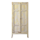 Small antique wardrobe patinated in beige and yellow.