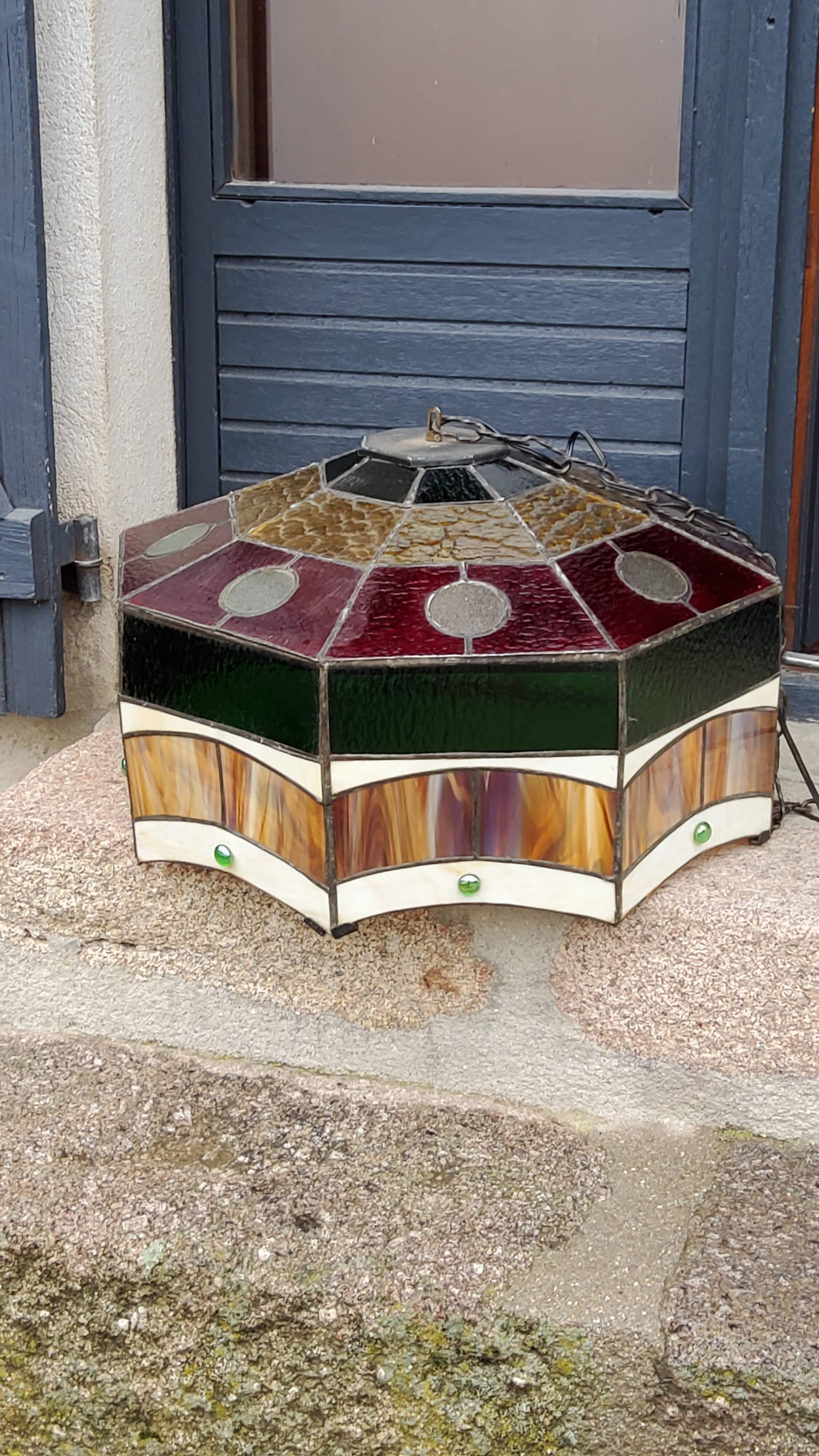 Art style stained glass suspension, diameter 58cm