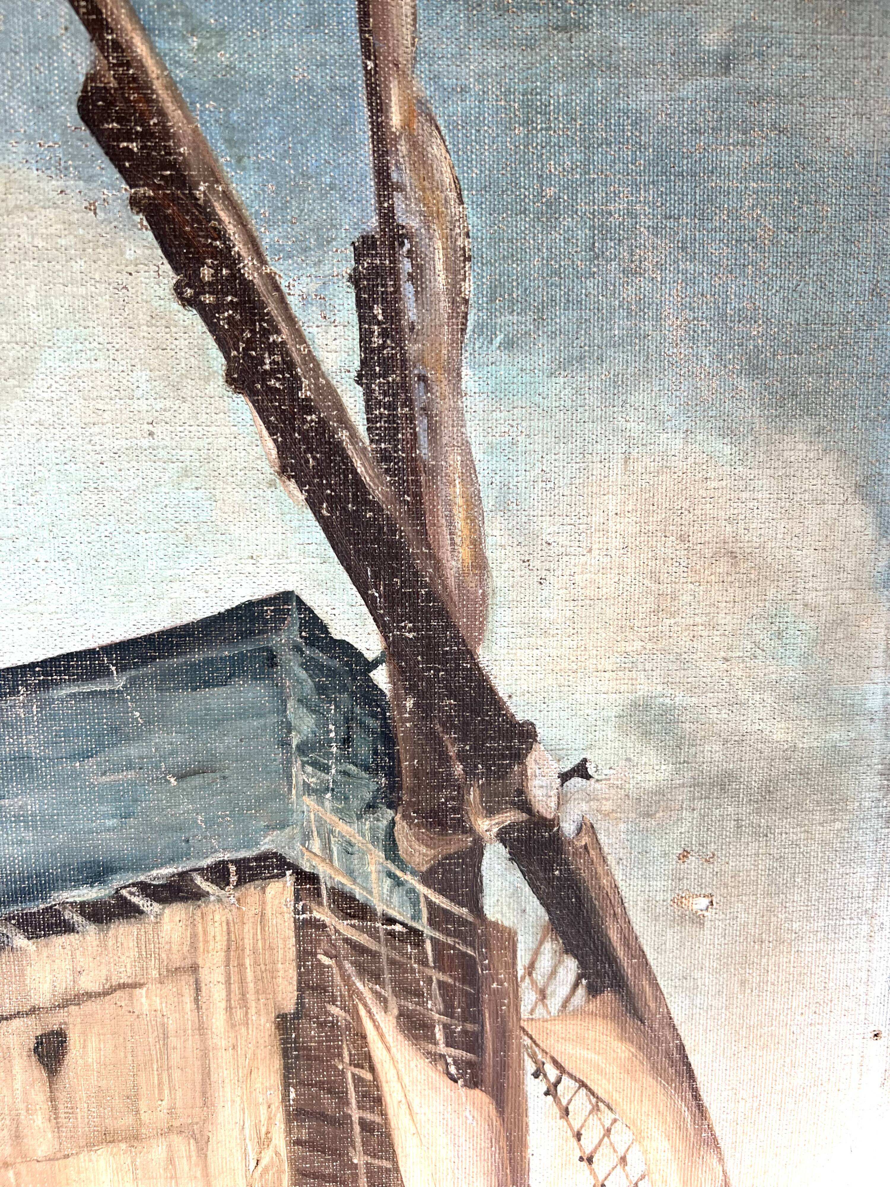 Large oil painting Moulin signed 1942