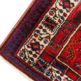Red vintage persian hamedan rug 1930 handwoven tribal runner 99x337cm