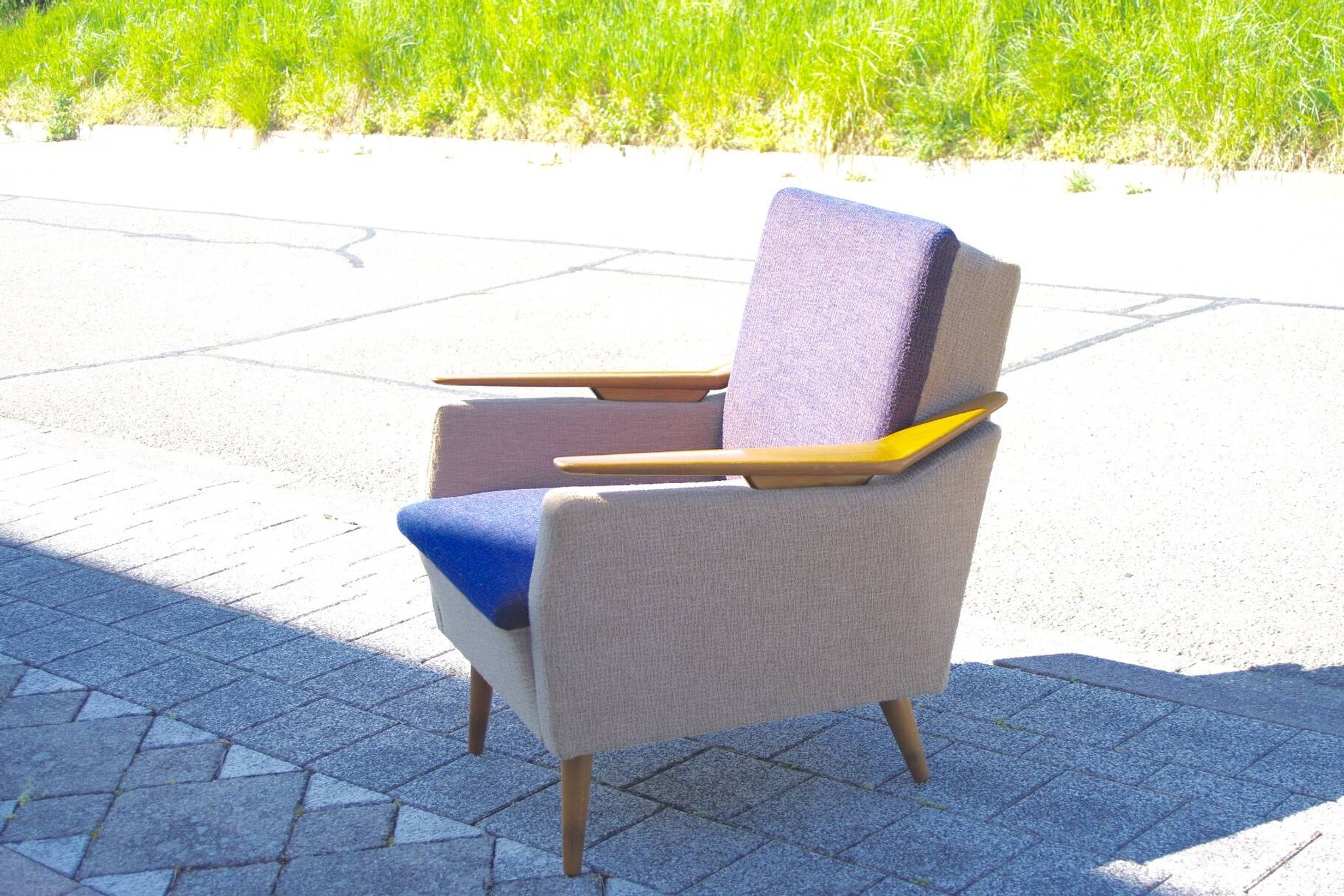 Fauteuil vintage italien accoudoir bomrang