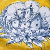 Pair of oval dishes in hand-painted faience with an Italian majolica spirit.