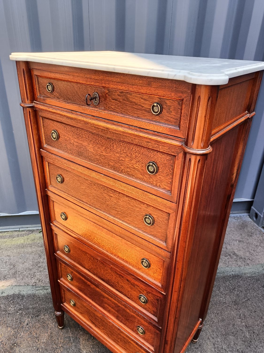 Louis XVI marble top chest of drawers