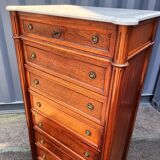 Louis XVI marble top chest of drawers
