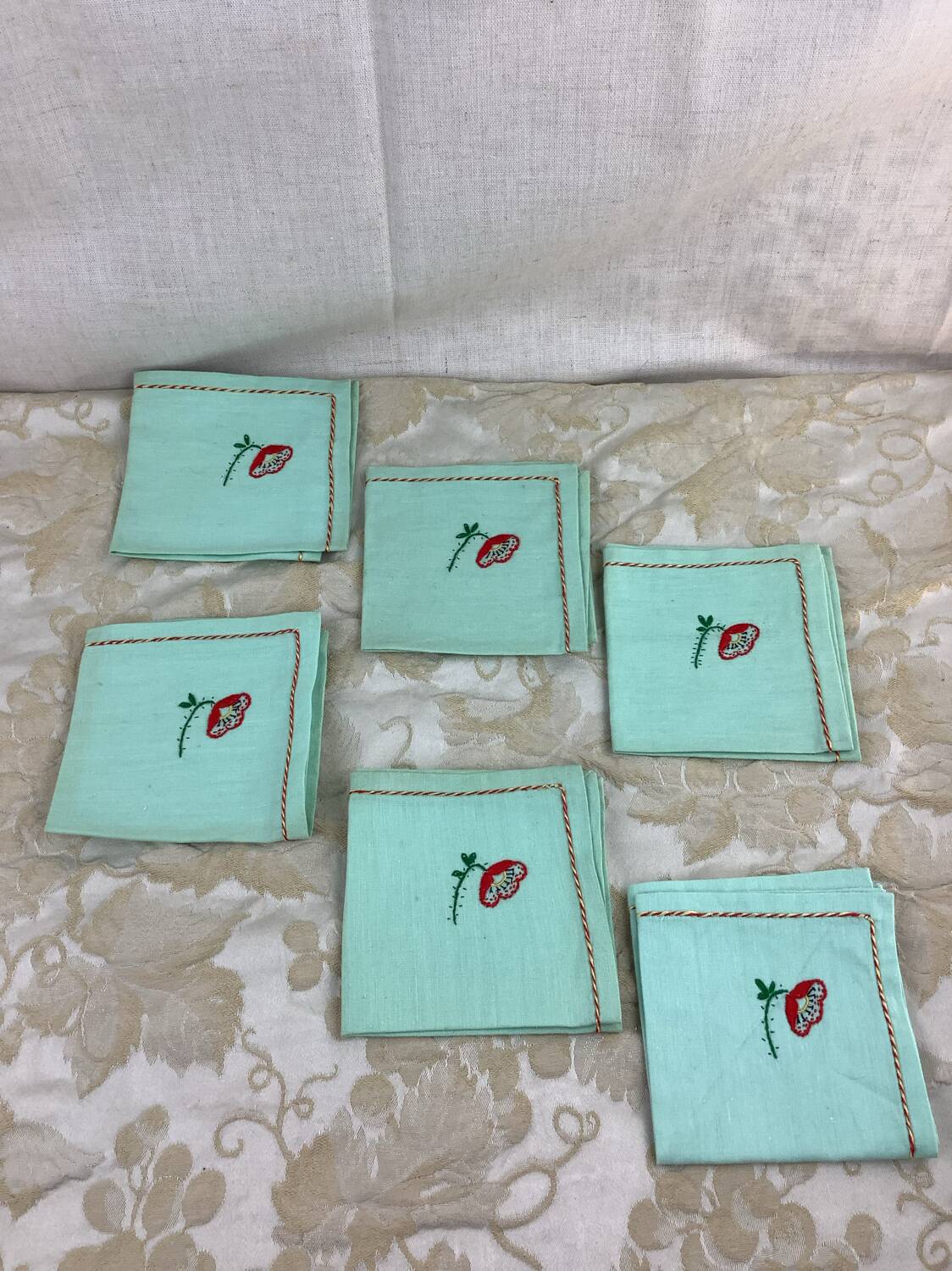 6 Antique tea towels