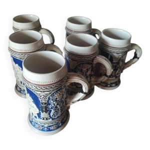 Lot de 6 chopes grès
