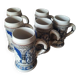 Lot de 6 chopes grès de Westerwald + grand bol + louche