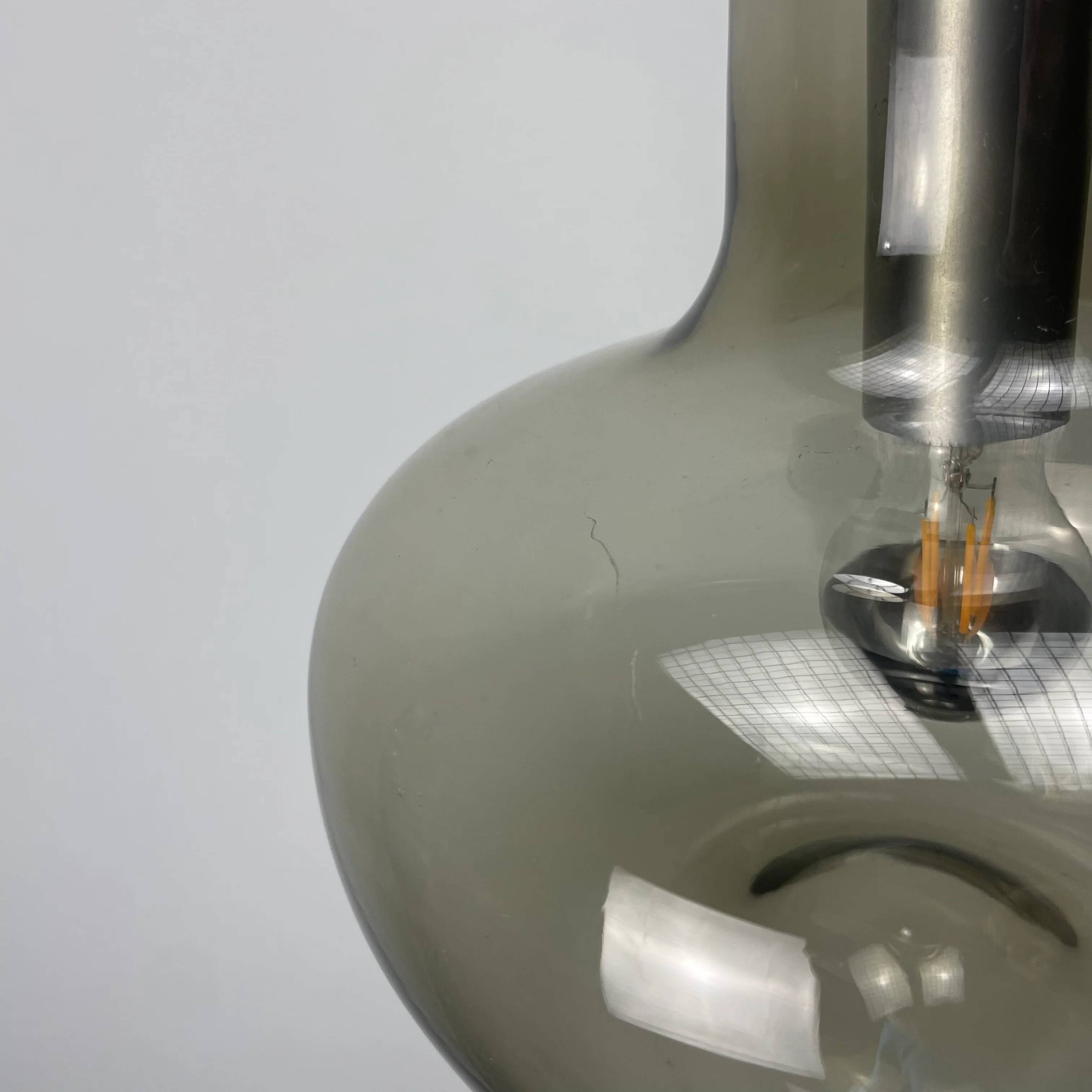 Smoked glass pendant lamp by Nettelhoff Leuchten 1970