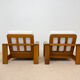 Pair of vintage armchairs in solid wood – new white fabric