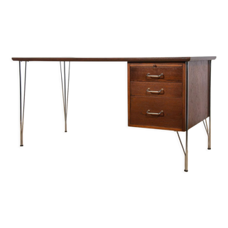 Mid-century danish teak & chrome desk by heinrich roepstorff, 1970s