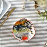 Ceramic bowl Abstract art Red
