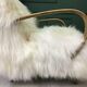 White fluffy sheepskin bentwood armchair halabala