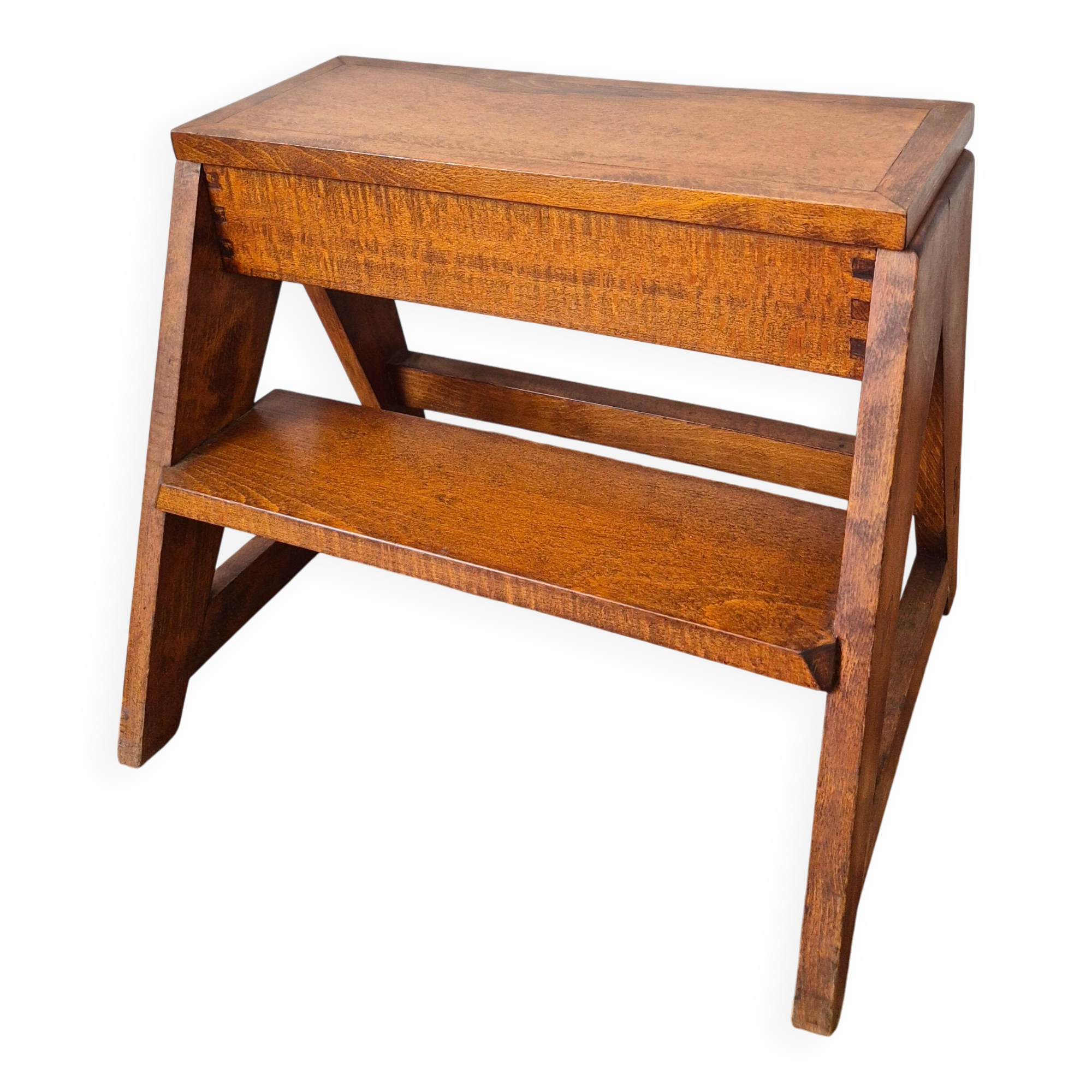 Vintage storage stool, made of wood, handcrafted.