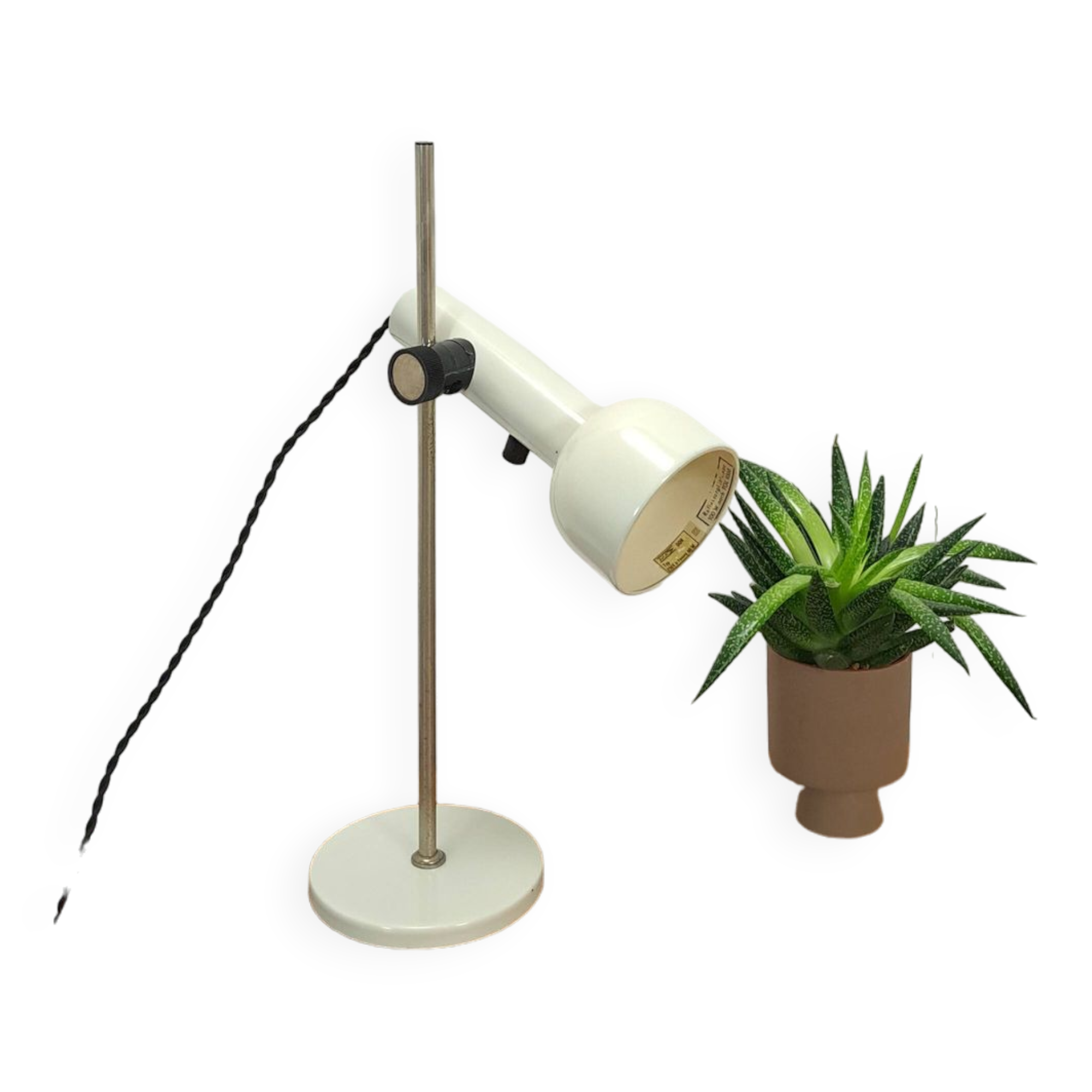 Wit metalen bureaulamp, tafellamp