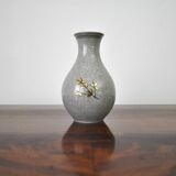 Craquele glaze porcelain Vase, gold and green on grey, Lyngby Porcelain, 1930s