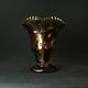Bohemian cut crystal vase with Art Deco ruby red amber floral decoration