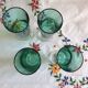 Set de 4 flûtes en verre vert années 70 Luminarc Arcoroc