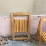 Series of 4 vintage wooden folding chairs
