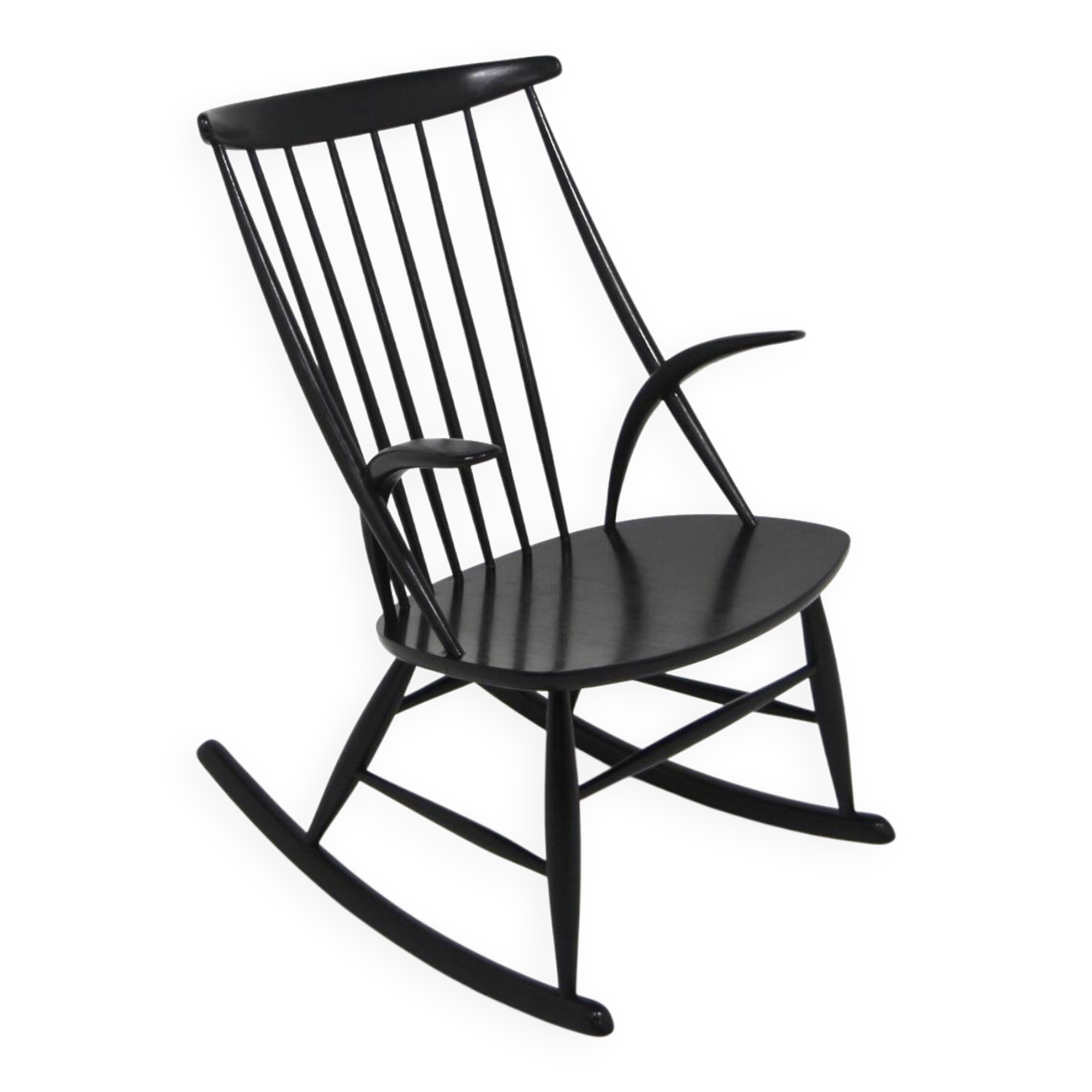 Beech rocking chair, Illum Wikkelsø, N. Eilersen, Denmark, 1960