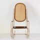 1970s Thonet-Style Rocking Chair, Brass & Wicker