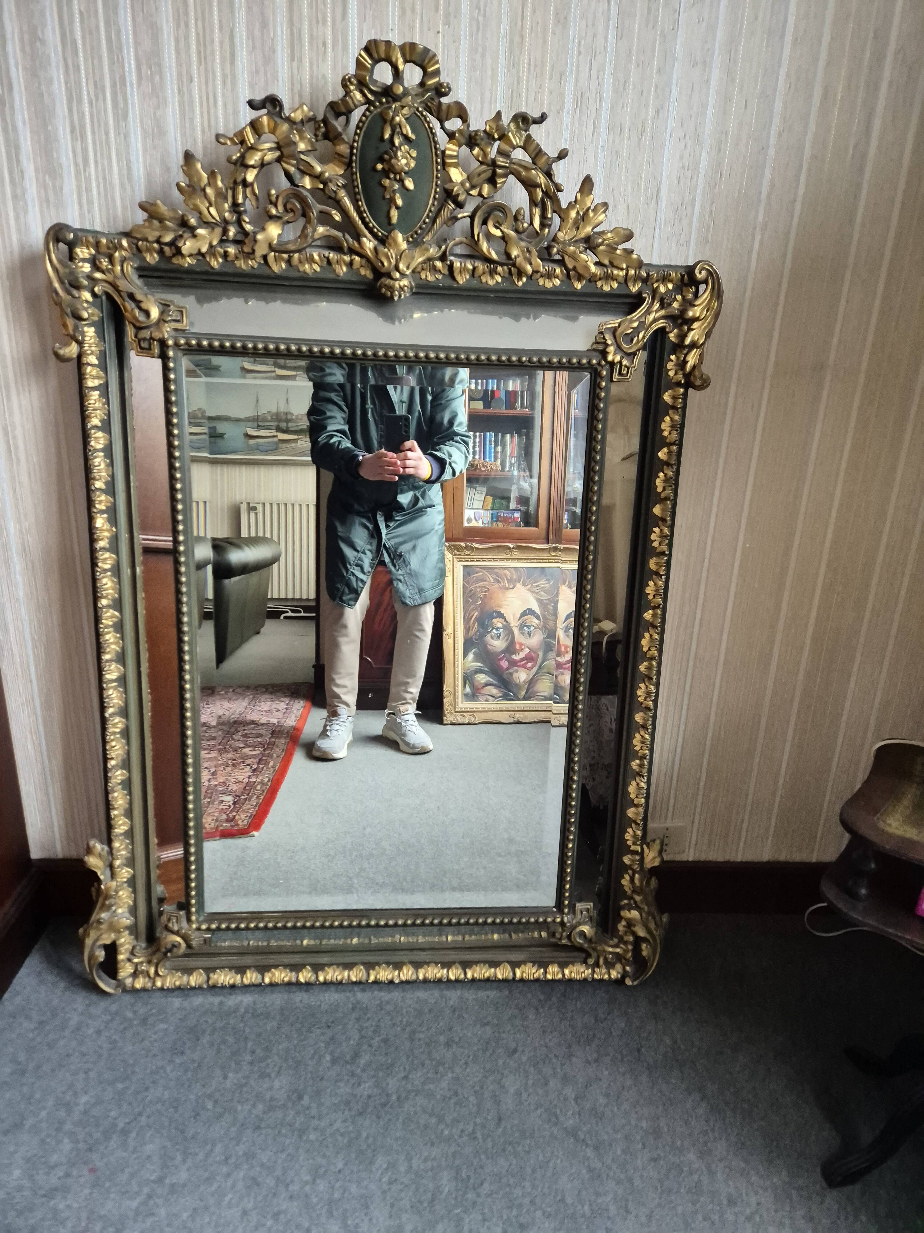Trumeau mirror - marble, gilded, oak