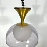 Vintage brass Stilux Milano chandelier, Italy 1960s
