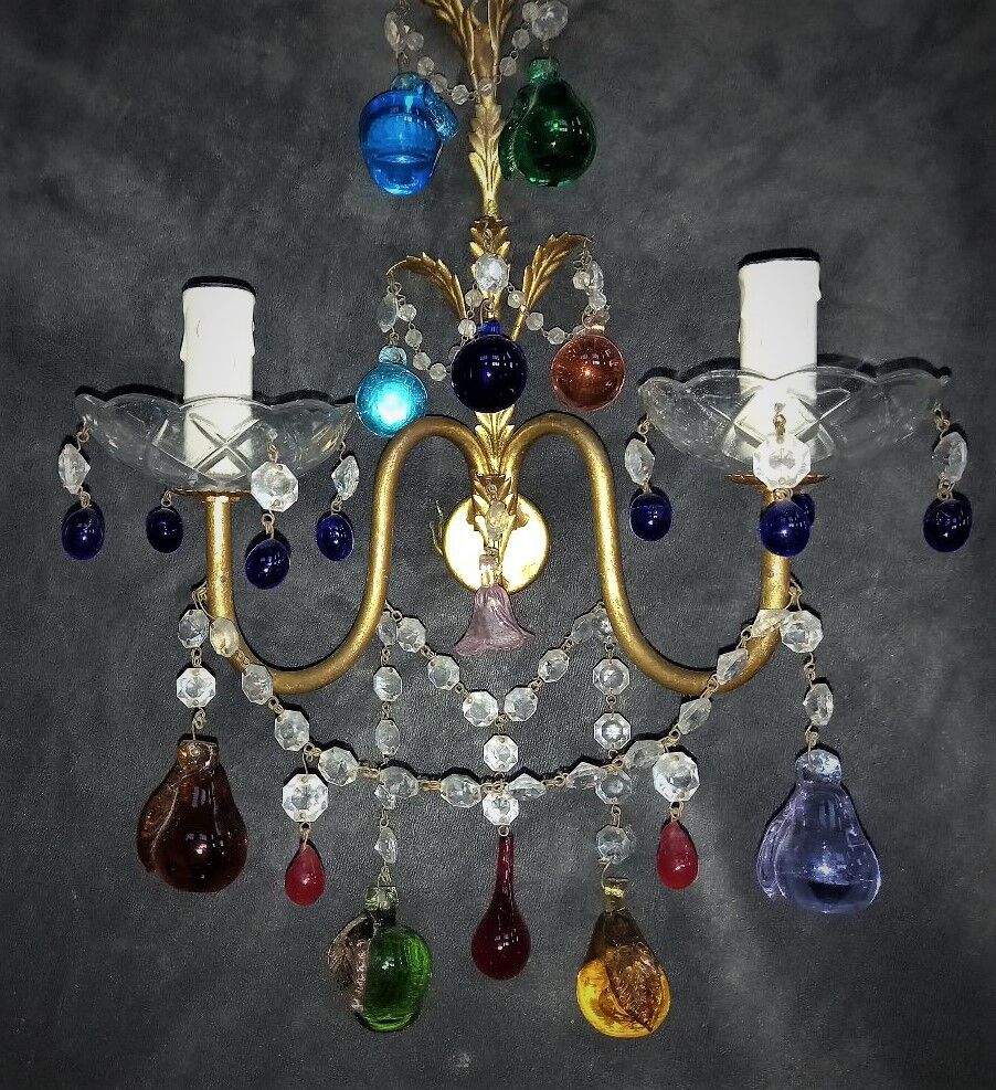 Set wall lamps of murano decor fruit cluster