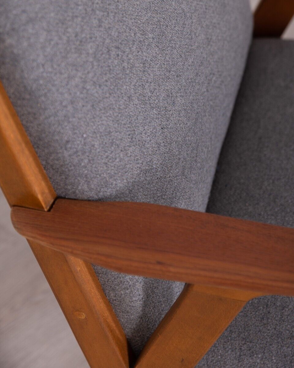 Fauteuil vintage des années 60 en teck bois et tissu design danois