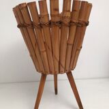 Cache pot en rotin et bambou année 60