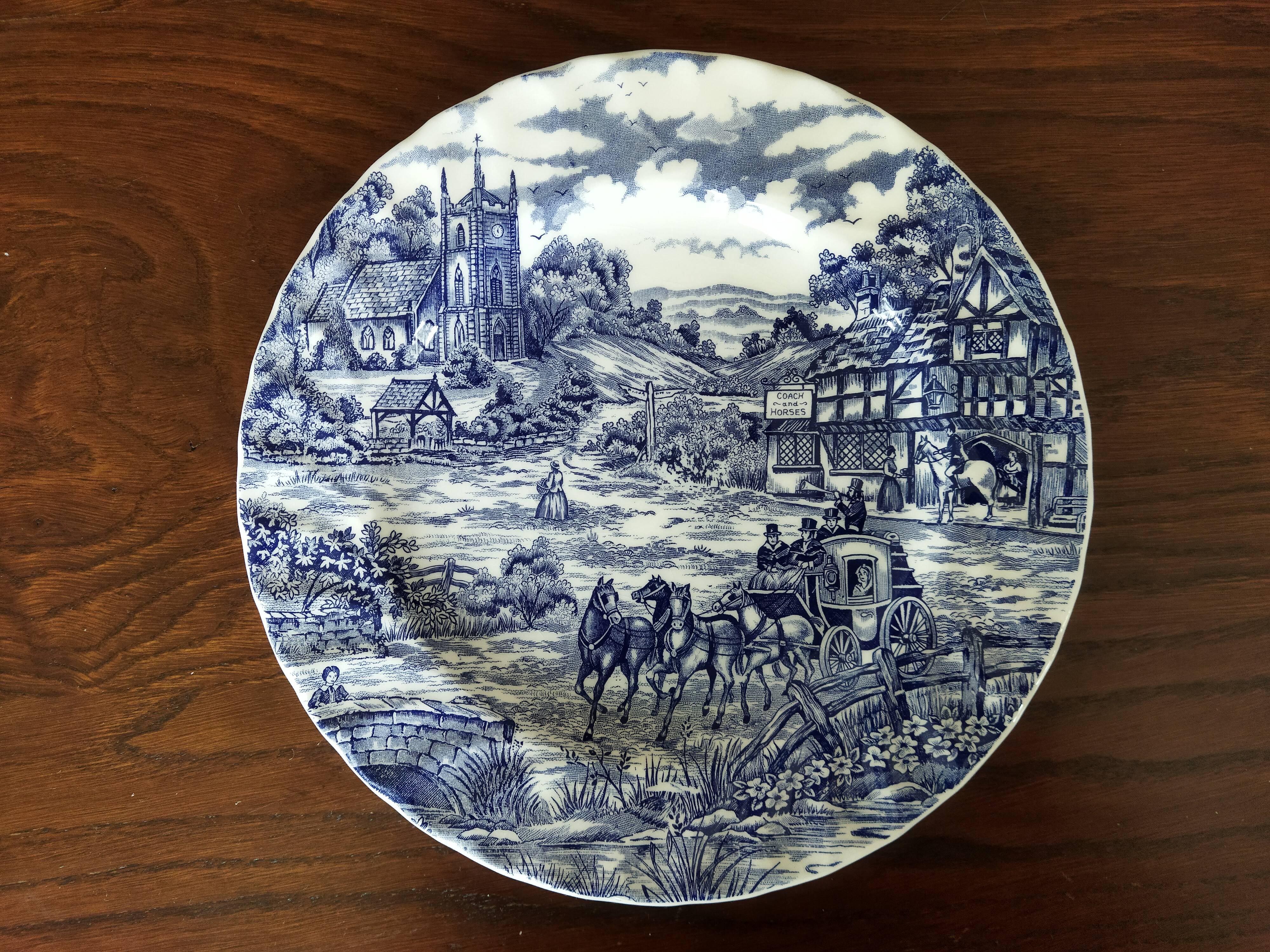 8 blue & white plates