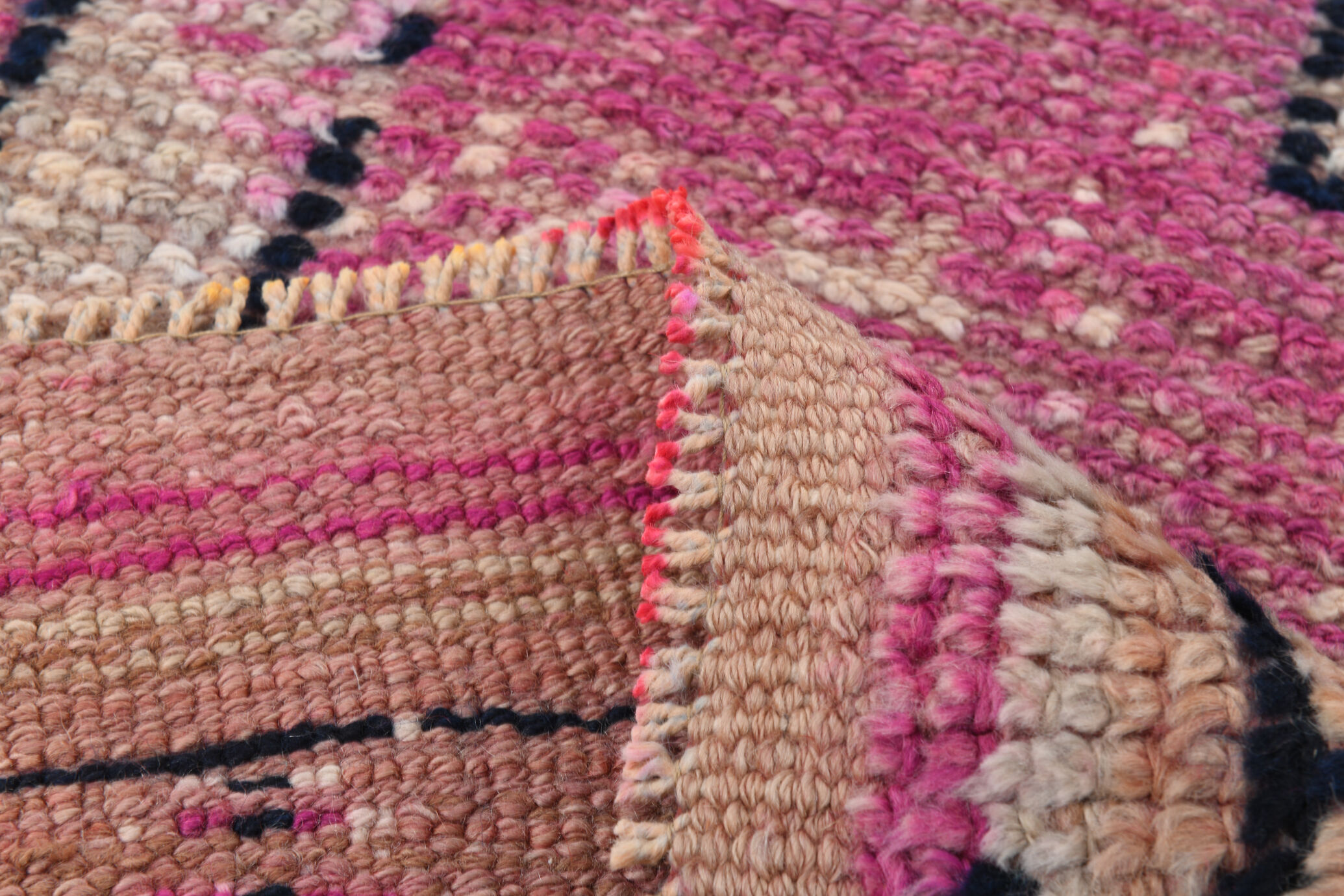 3x10 pastel pink & blue vintage rug