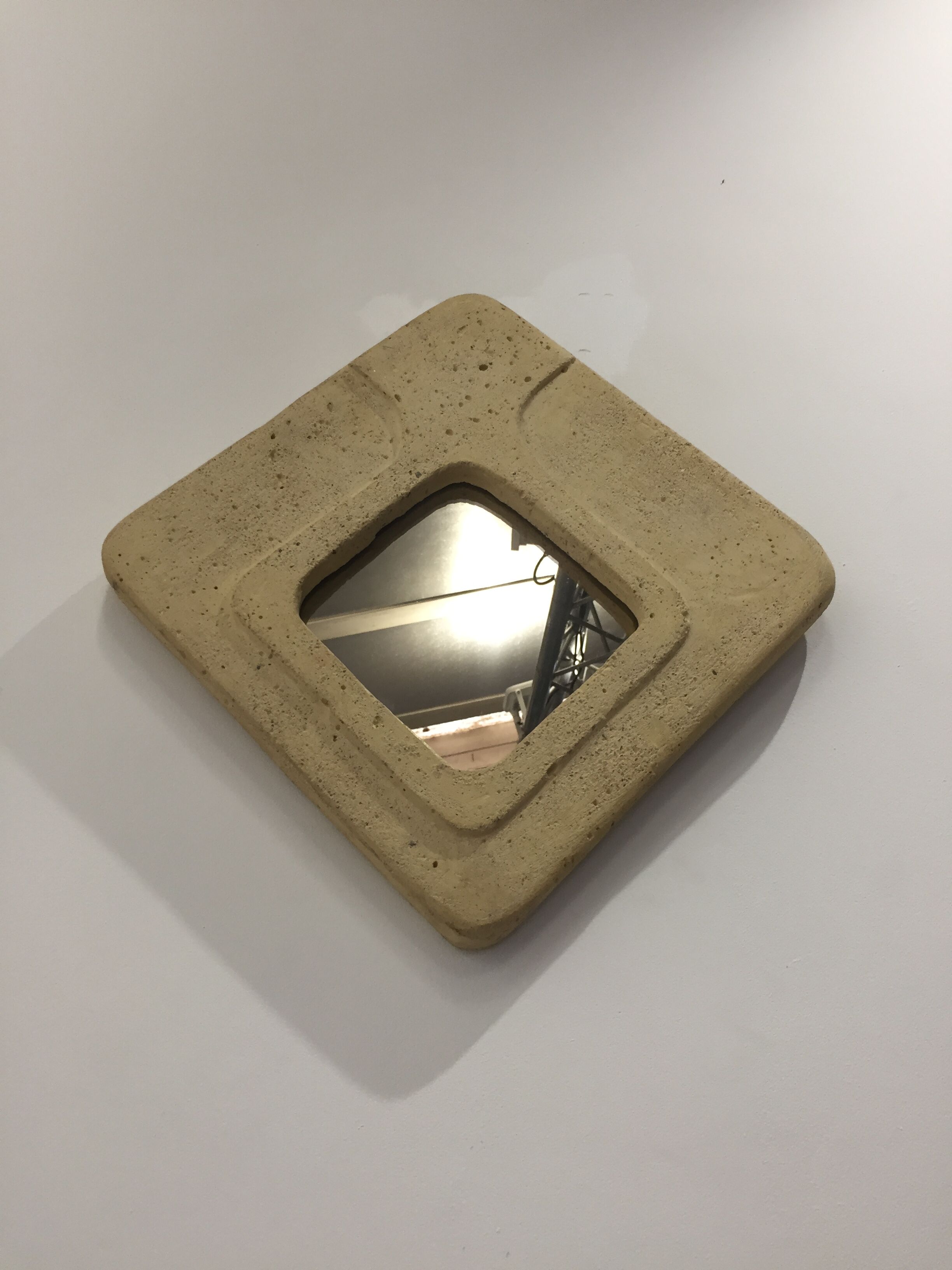 Miroir en pierre des années 70 - 27x27cm