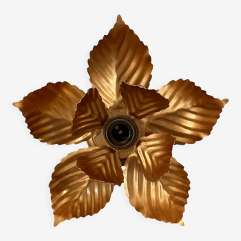 Applique vintage feuilles fleurs en métal doré