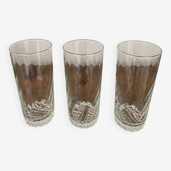 3 tall vintage orangeade or cocktail glasses, Félix Potin La Parisienne