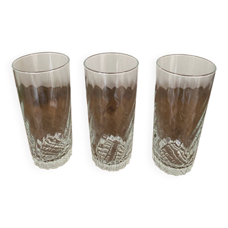 3 tall vintage orangeade or cocktail glasses, Félix Potin La Parisienne