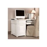 White solid wood computer desk with drawers