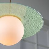 Mid-Century Italian Brass and Opaline Angel Pendant Lamp