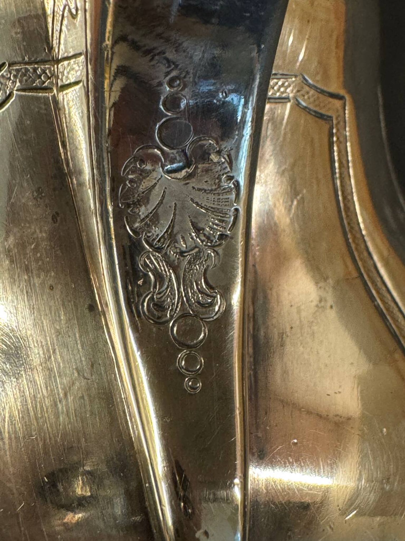 Antique silver-plated metal milk jug – Rococo style, chased decoration, early