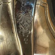 Antique silver-plated metal milk jug – Rococo style, chased decoration, early