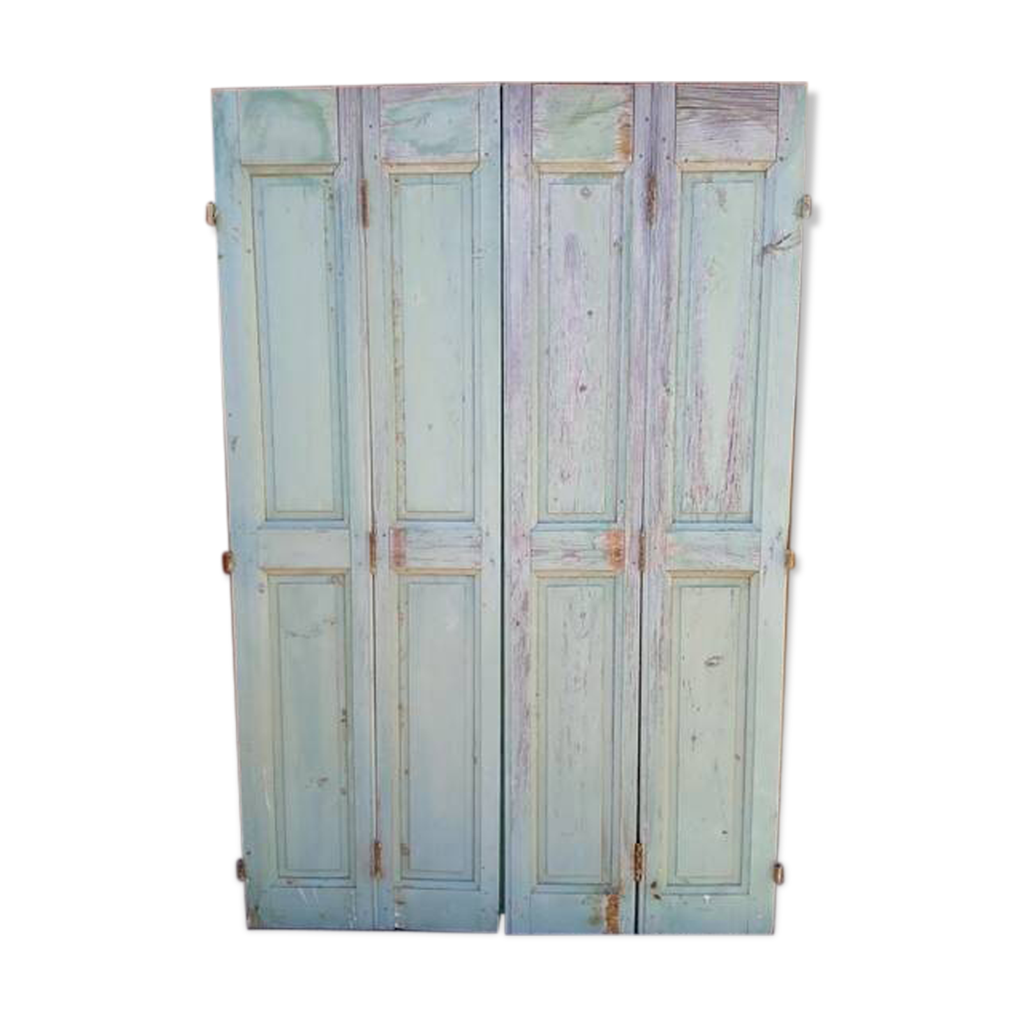 Set of shutters / 4 patinated woodwork elements 168 cm ep 1940