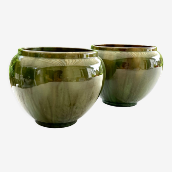 Pair of cache pot by j massier in vallauris