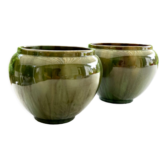 Pair of flowerpots by j massier in vallauris