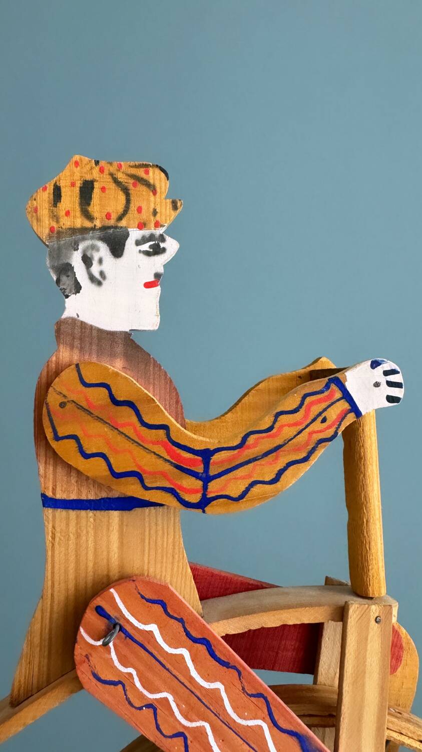 Old painted wooden push toy, circa 1930