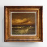 Seascape painting by Albert Demoen in Giltwood Frame, Belgium ca. 1940