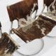 Vintage dining room chairs chrome and cowhide by Parravicini Fratelli