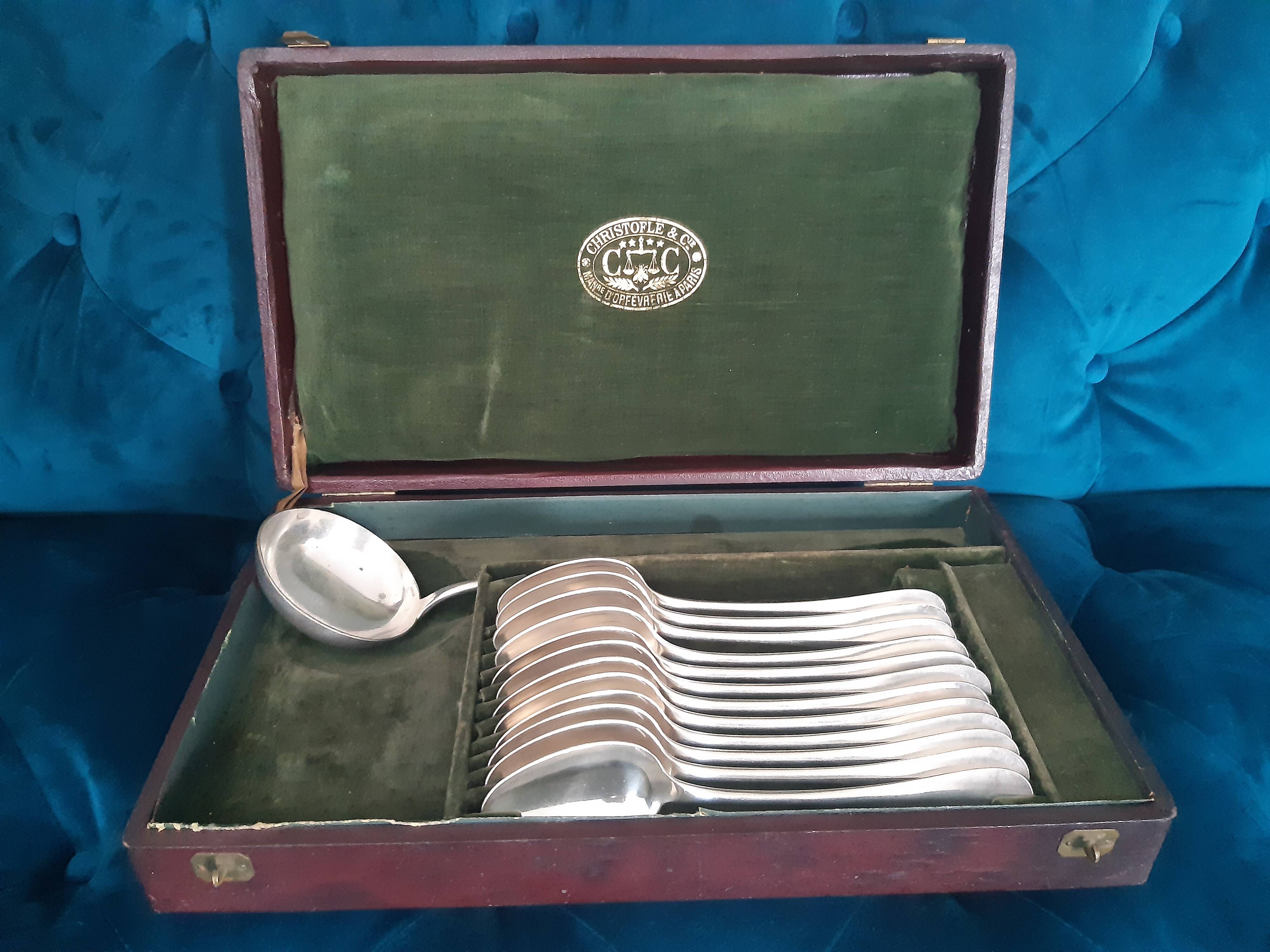 Cutlery set  christofle silver metal with punches