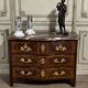 Louis XV chest of drawers in veneer and gilded bronze, Rance marble, 18th century
