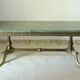 Green marble coffee table with vintage brass.